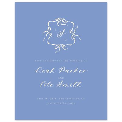 Dark Pastel Blue Wedding Digital Save the Date - Quinn Portrait