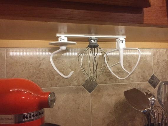 Kitchen Mixer Attachment Organizer - Space Saving KitchenAid Accessory Hanger - Aid your baking with this whisk, dough hook, & paddle holder