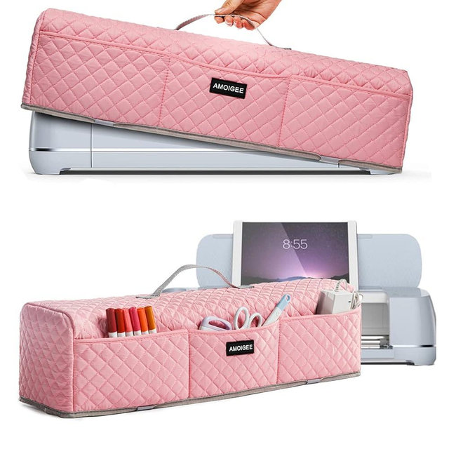AMOIGEE Padded Dust Cover Compatible with Cricut Maker 4, Explore 4, Maker 3, Explore 3, Explore Air 2, Machine Cover for Cricut Accessories and Suppliers, Tools (Pink)