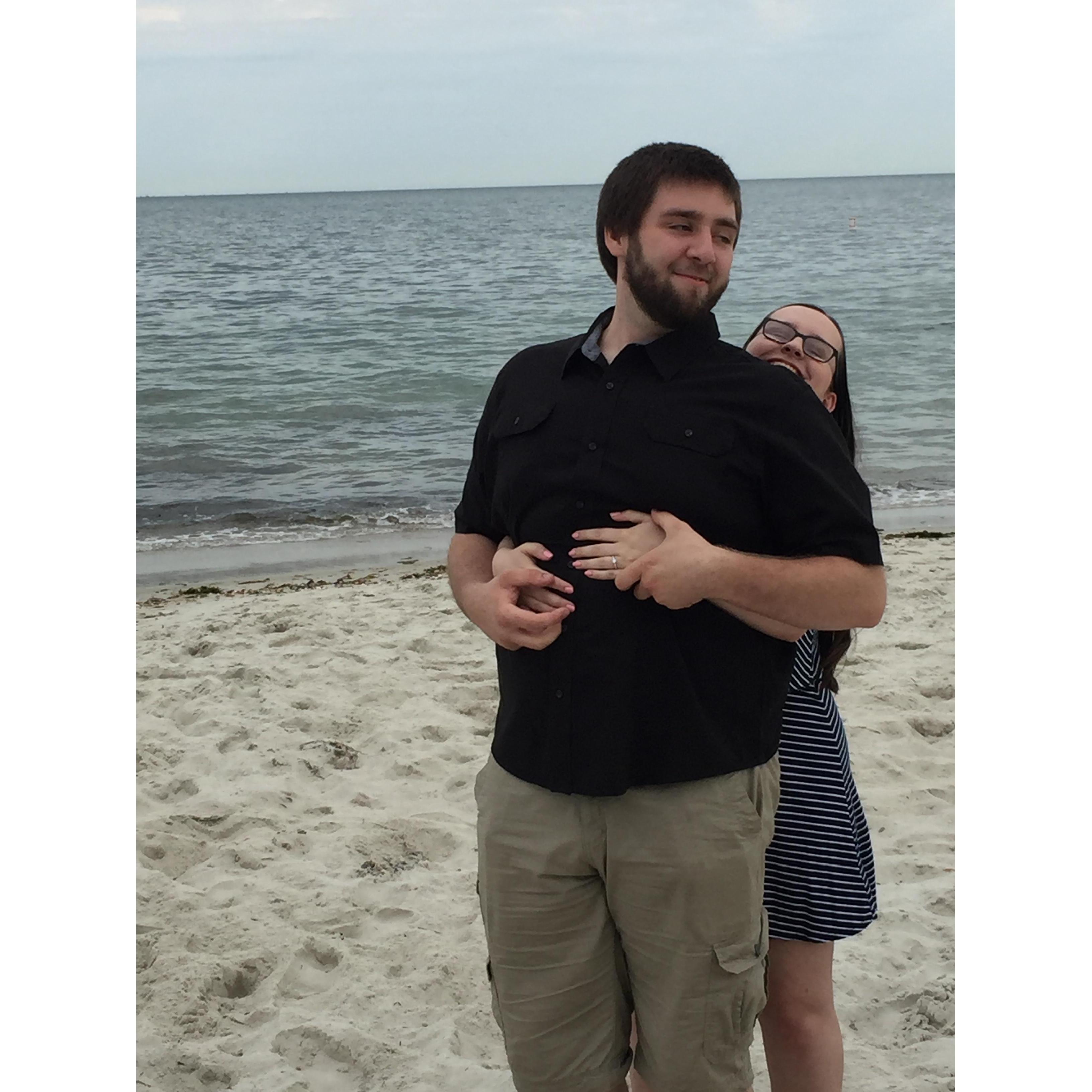 The day we got engaged on the beach