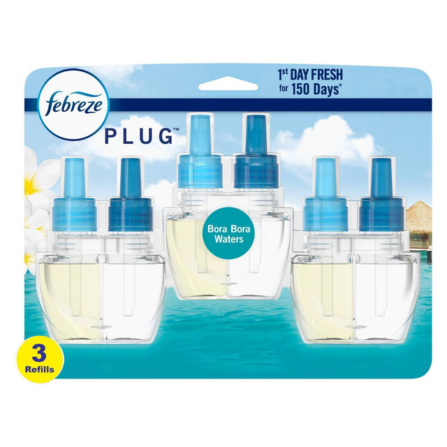 Febreze Plug Air Freshener Plug In Refill, Bora Bora Waters with Fade Defy Technology - 3ct