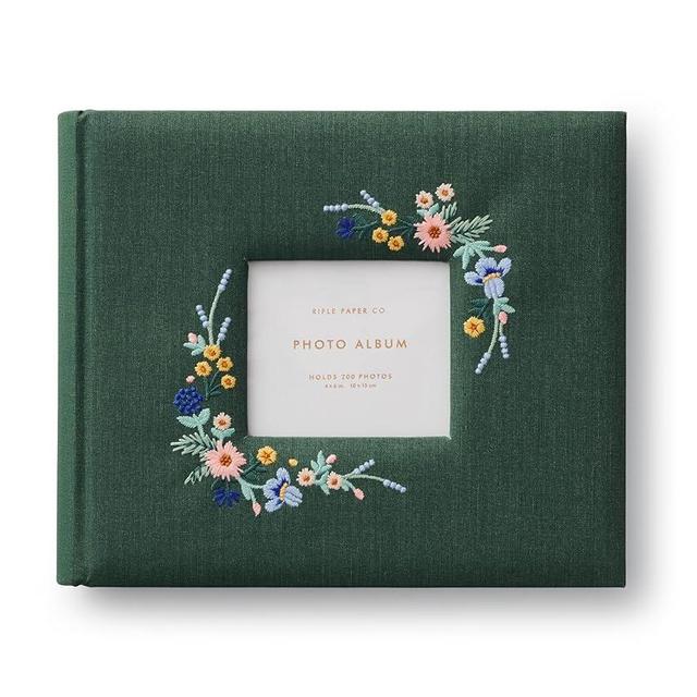 RIFLE PAPER CO. Embroidered Heirloom Photo Album | Cherish Special Moments, Treasure Your Memories, Menagerie