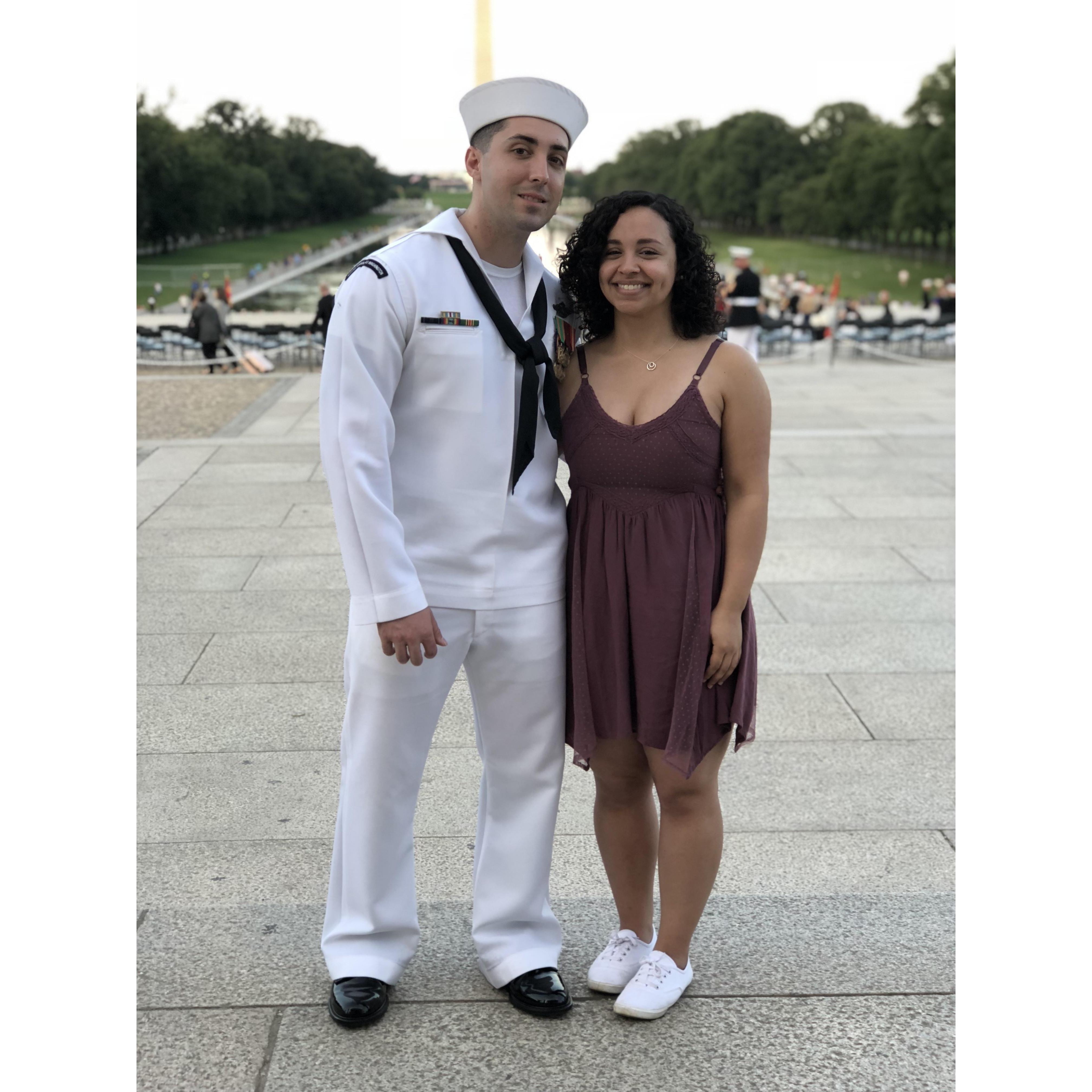 Jake in his Dress Whites for Sunset Parade at the Lincoln Memorial, 2018