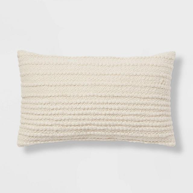 Oversized Textured Solid Lumbar Throw Pillow Ivory - Threshold™