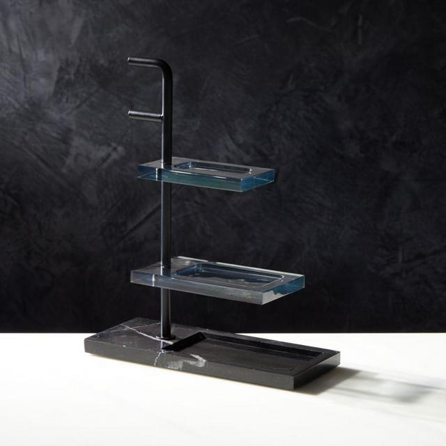 Black Marble Get Organized Small Tabletop Storage