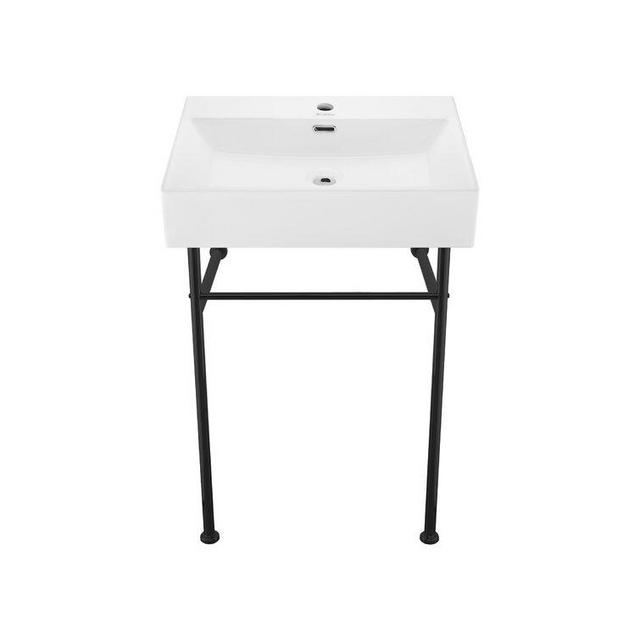 SM-CS771 Claire 24" Tall Ceramic Rectangular Console Bathroom Sink with Overflow