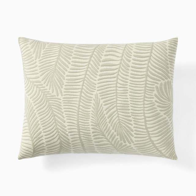 Trailing Fern Matelassé Duvet, Standard Sham, Celadon