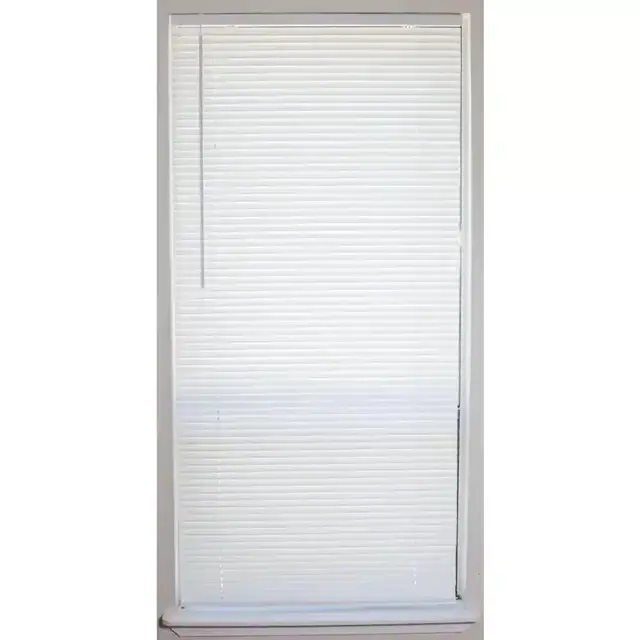 White Cordless 1 in. Vinyl Mini Blind, 32 in. W x 64 in. L