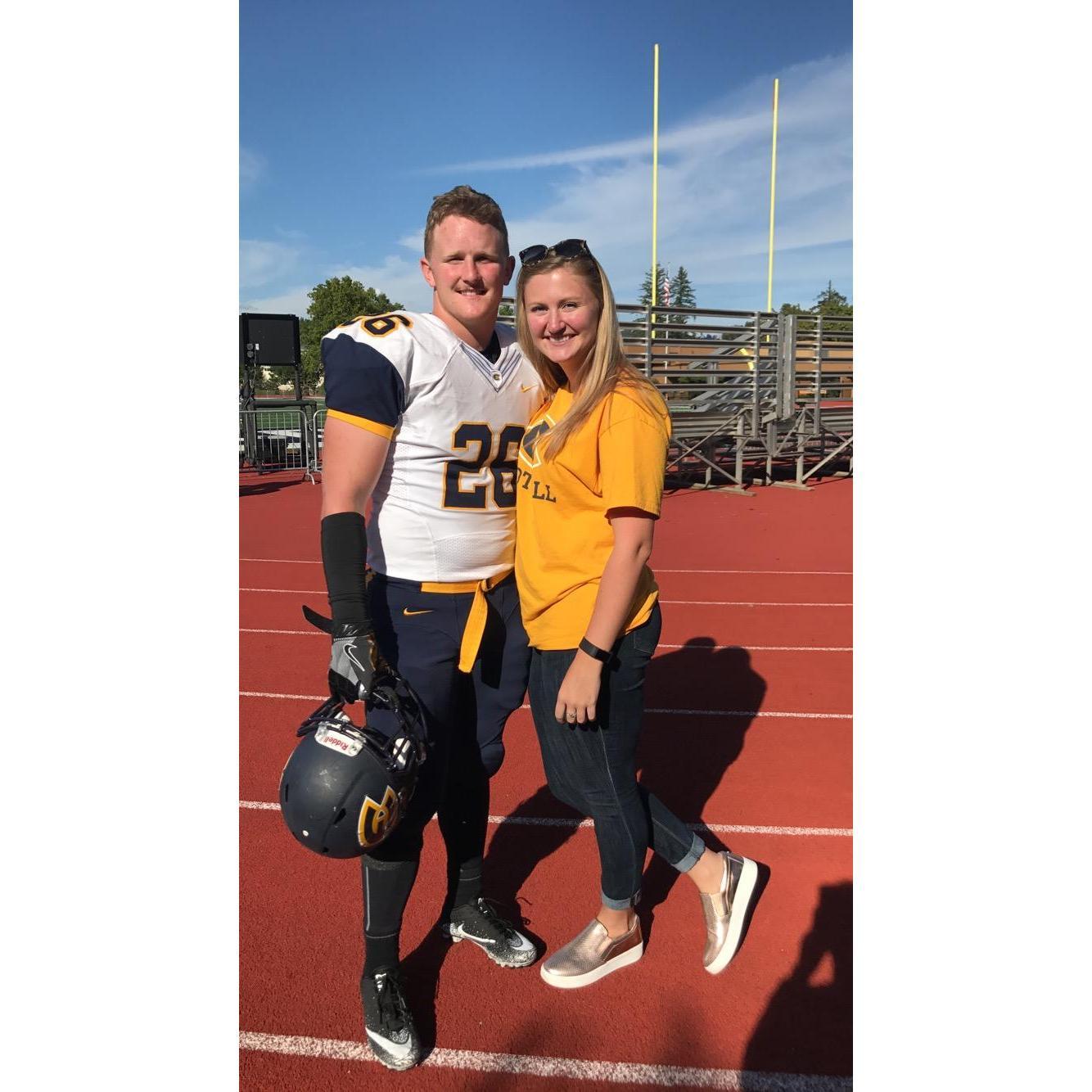 Post-football game picture in Oregon when UWEC football traveled there!