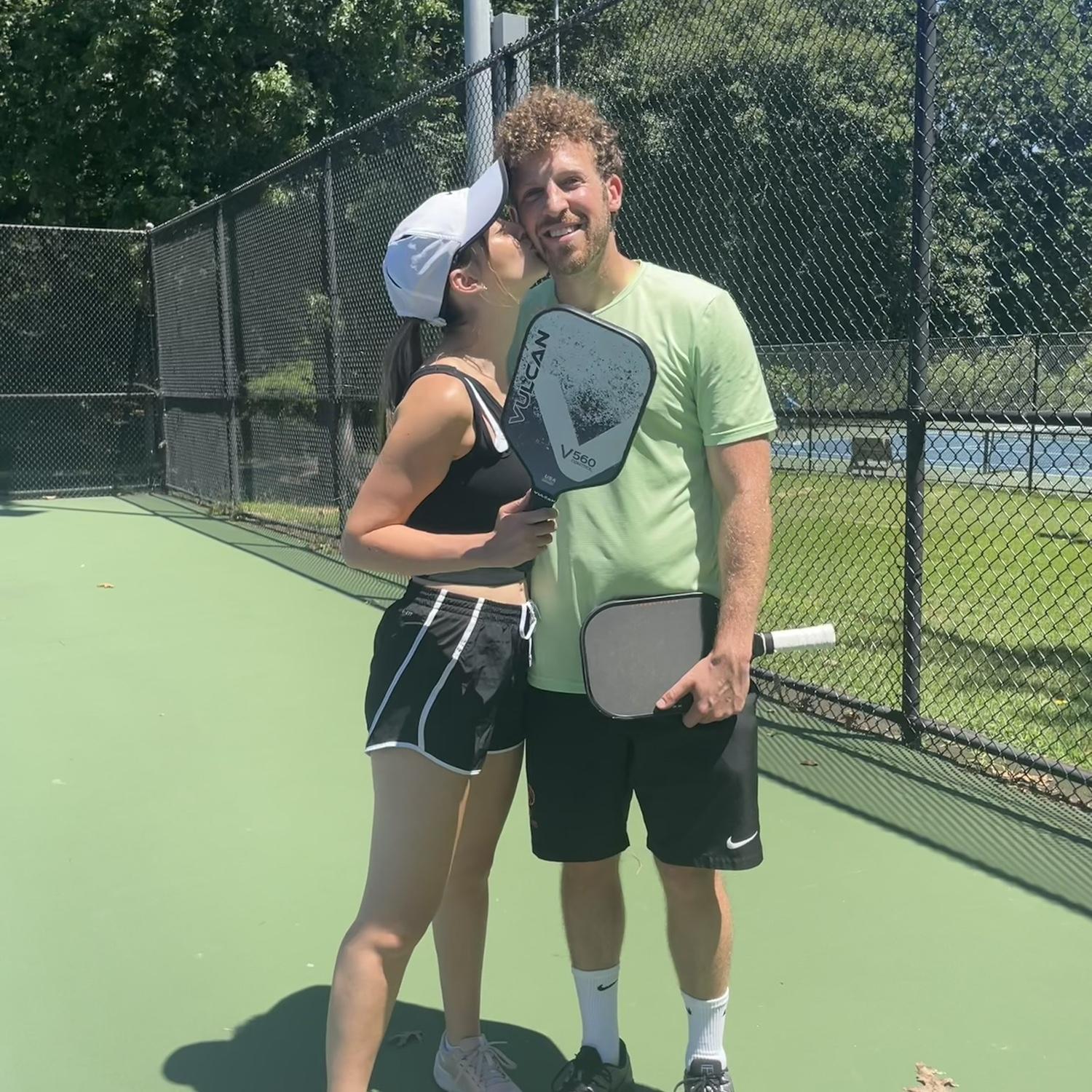 Proof that Aaron has tried very hard to teach Meg to play racket sports. July, 2023.