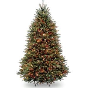 National Tree Company Pre-Lit Artificial Full Christmas Tree, Green, Dunhill Fir, Multicolor Lights, Includes Stand, 7 Feet