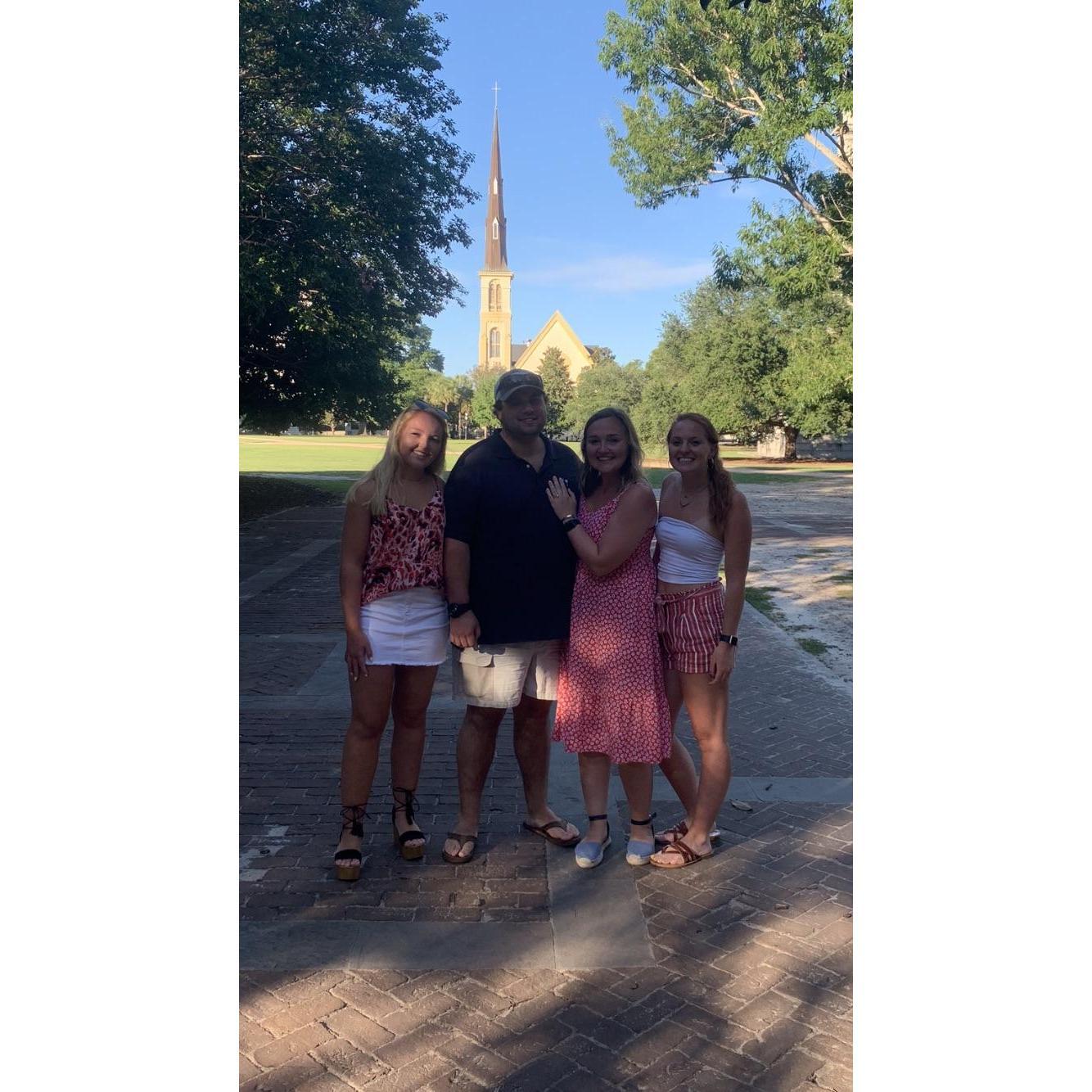 Elizabeth’s sisters greeting the happy couple after the proposal!