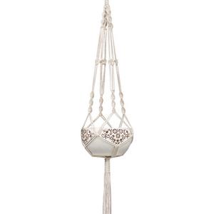 Mkono Macrame Plant Hanger Indoor Outdoor Hanging Planter Basket Cotton Rope 4 Legs 41 Inch