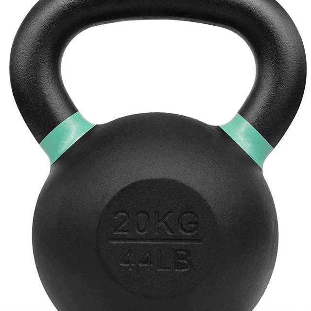 Yes4All Powder Coated Cast Iron Competition Kettlebell With Wide Handles & Flat Bottoms – 4, 6, 8, 10, 12, 14, 16, 20, 24, 32, 40kg