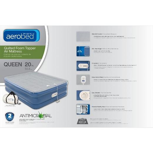 AeroBed® Quilted Foam Topper Air Mattress - Double High Queen (Gray)