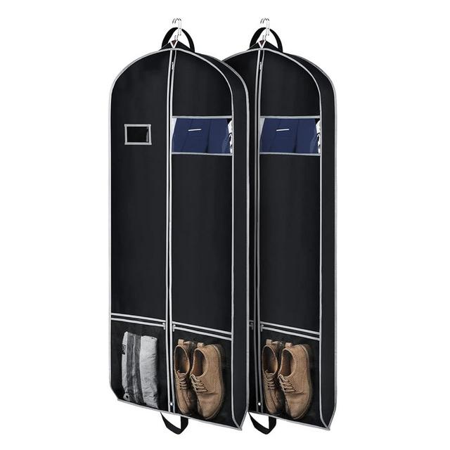 Zilink Long Garment Bags for Dresses Coat Bags for Travel and Storage 60 inches Gusseted Suit Cover Protector for with 2 Large Mesh Pockets and 2 Carry Handles for Suit Coat, Dress, Tuxedos Set of 2
