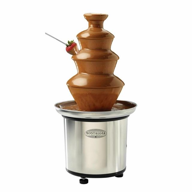 Nostalgia 4-Tier Stainless Steel Chocolate Fondue Fountain, 2-Pound Capacity, Easy to Assemble Tiers, Perfect For Nacho Cheese, BBQ Sauce, Ranch, Liqueurs