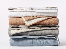 Manzanita Organic Handstitched Quilt- Steel Blue, King