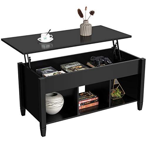 Yaheetech Lift Top Coffee Table with Hidden Compartment and Storage Shelf for Living Room, Wooden Lift Tabletop Cocktail Table, Accent Home Furniture