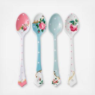 New Country Roses Ceramic Spoon, Set of 4
