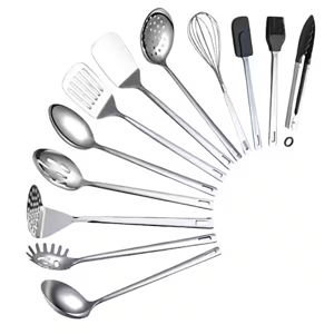 13-Piece Stainless Steel Cooking Utensils Set, Kitchen Tools Set With Utensil Holder Non-Stick And Heat Resistant