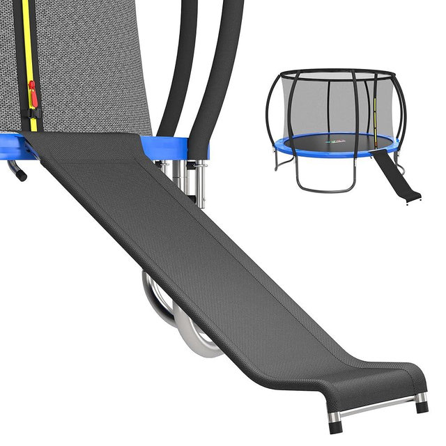 Ergonomic Trampoline Slide with Buffer Region for Children Kids, Outdoor Trampoline Slide Attachment, Heavy Duty Steel, Frame, Easy to Assemble (Silvery)