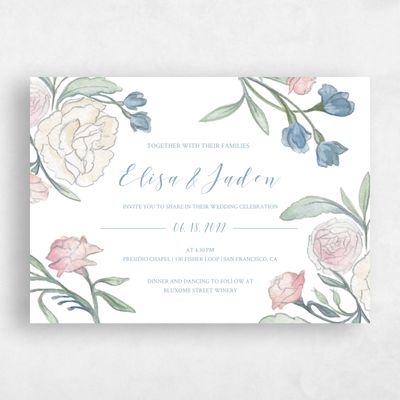 Blue Wedding Invitation - Wilbur Bloom