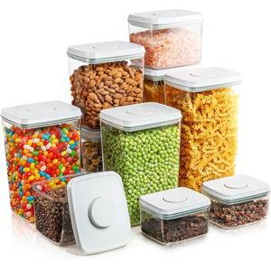 Airtight Pop Food Containers 10-Piece Set BPA-Free Stackable Air Tight Pantry Storage Containers Ideal for Storage Cereal Snack Flour Sugar Spaghetti