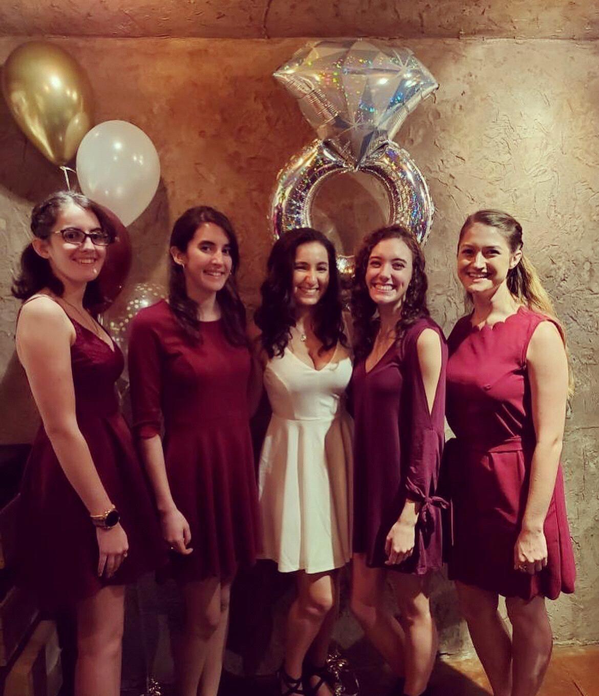 The bride and her bridesmaids: Shannon, Michelle, Danielle, Tess and Lizzy