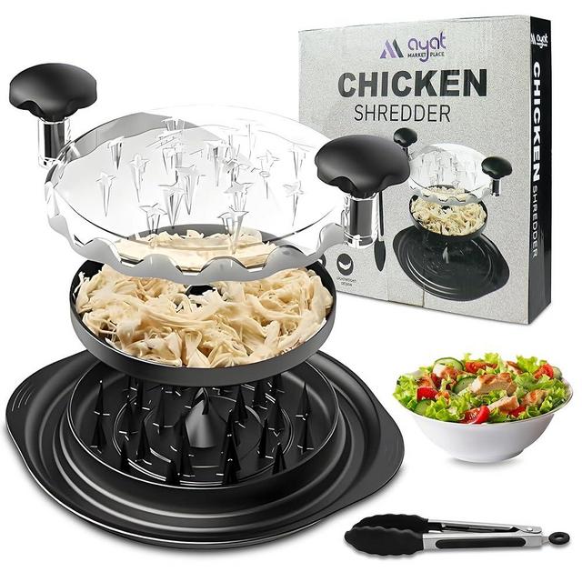 Ultimate Chicken Shredder Tool Twist | Visible Meat Shredder Machine with Detachable Plate,Tong | Chicken Breast Shredder with Ergonomic Handle | Classic Black Meat shredder, BPA free