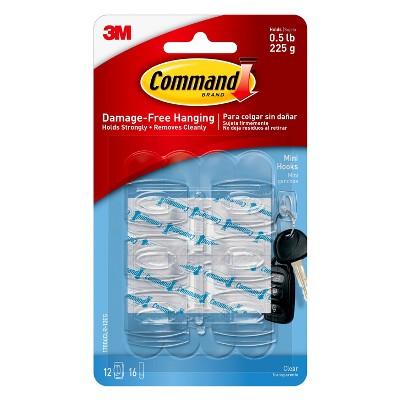 3M Command 6pk Mini Clear Hooks with Clear Strips