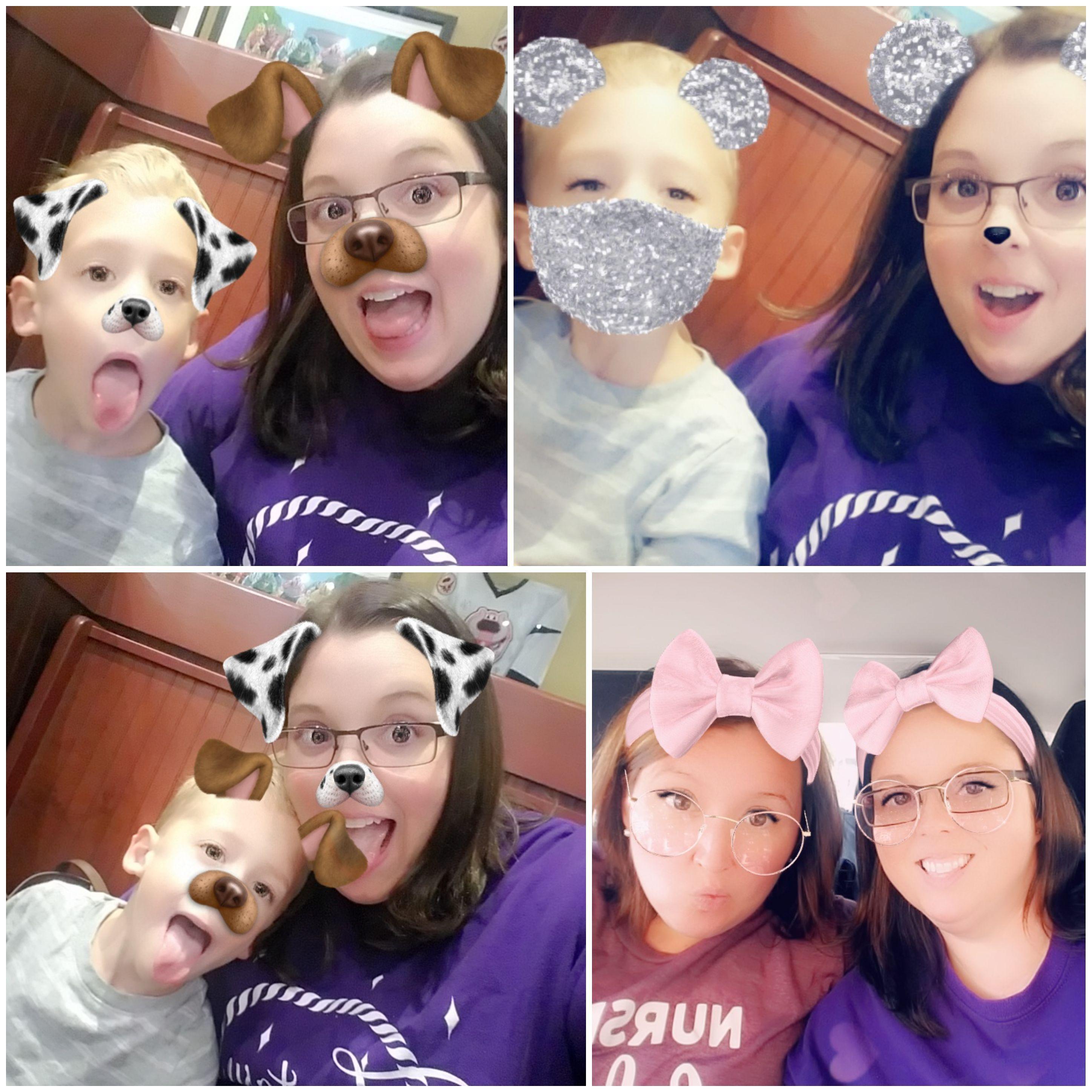 Silly faces at lunch.