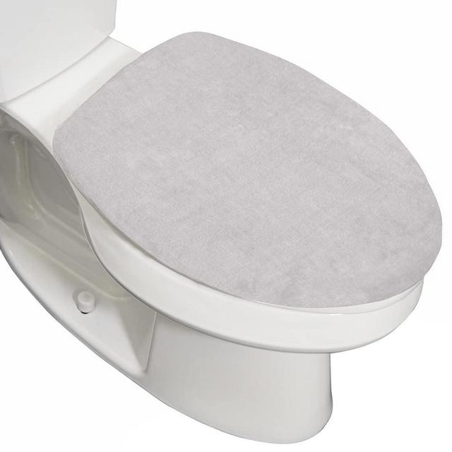 Gorilla Grip Thick Memory Foam Bathroom Toilet Lid Seat Cover, Soft Velvet Topside, Machine Wash, Plush Cushioned Covers Fits Most Size Lids, Decorative Bath Room Accessories, 19.5x18.5, Soft Gray