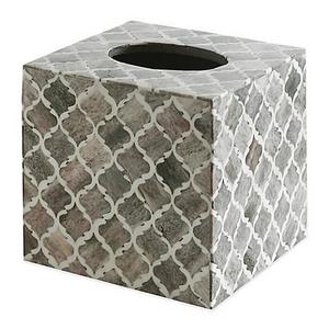 Kassatex Marrakesh Real Bone Boutique Tissue Box Cover in Grey