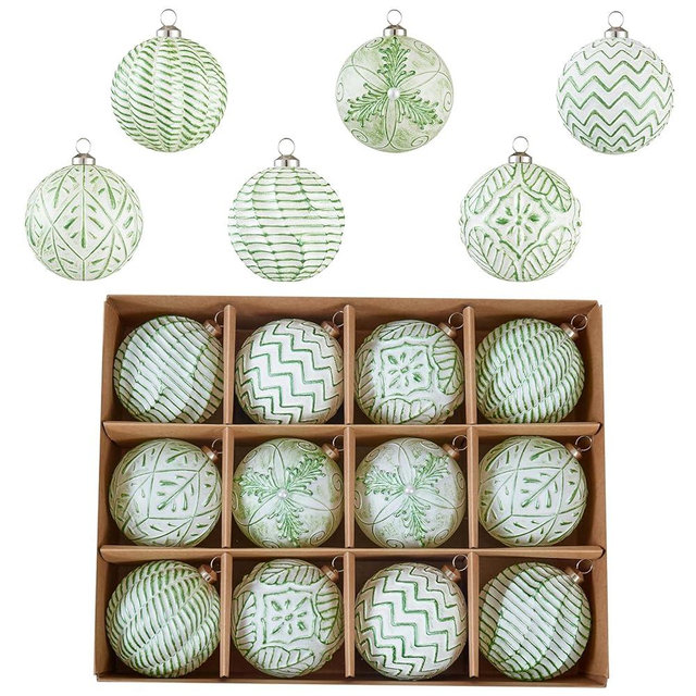 Vintage Christmas Ornaments Ball Set, 12 PCS Shatterproof Antique Traditional Christmas Tree Ornaments for Indoor Xmas Holiday Home Decor (Green)