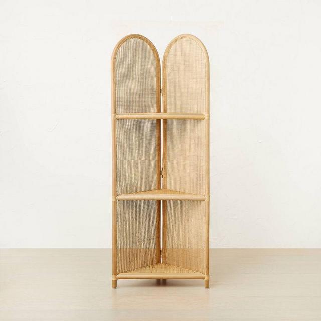 67" Anza Caned Corner Bookshelf Brown - Opalhouse™ designed with Jungalow
