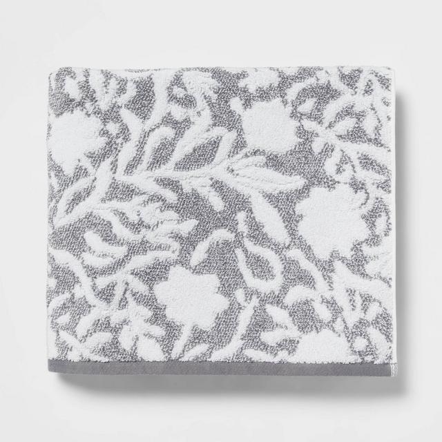 Performance Plus Bath Towel Gray Floral - Threshold™