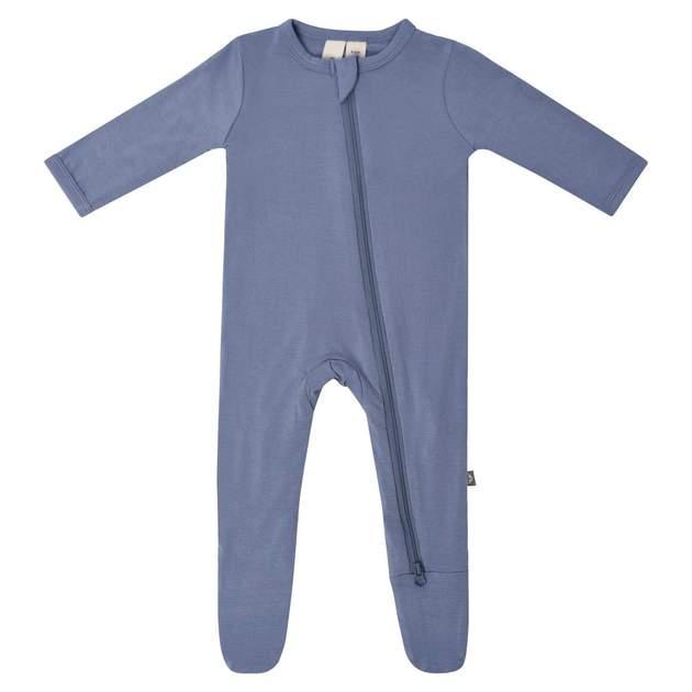 Zippered Footie in Slate 0-3M
