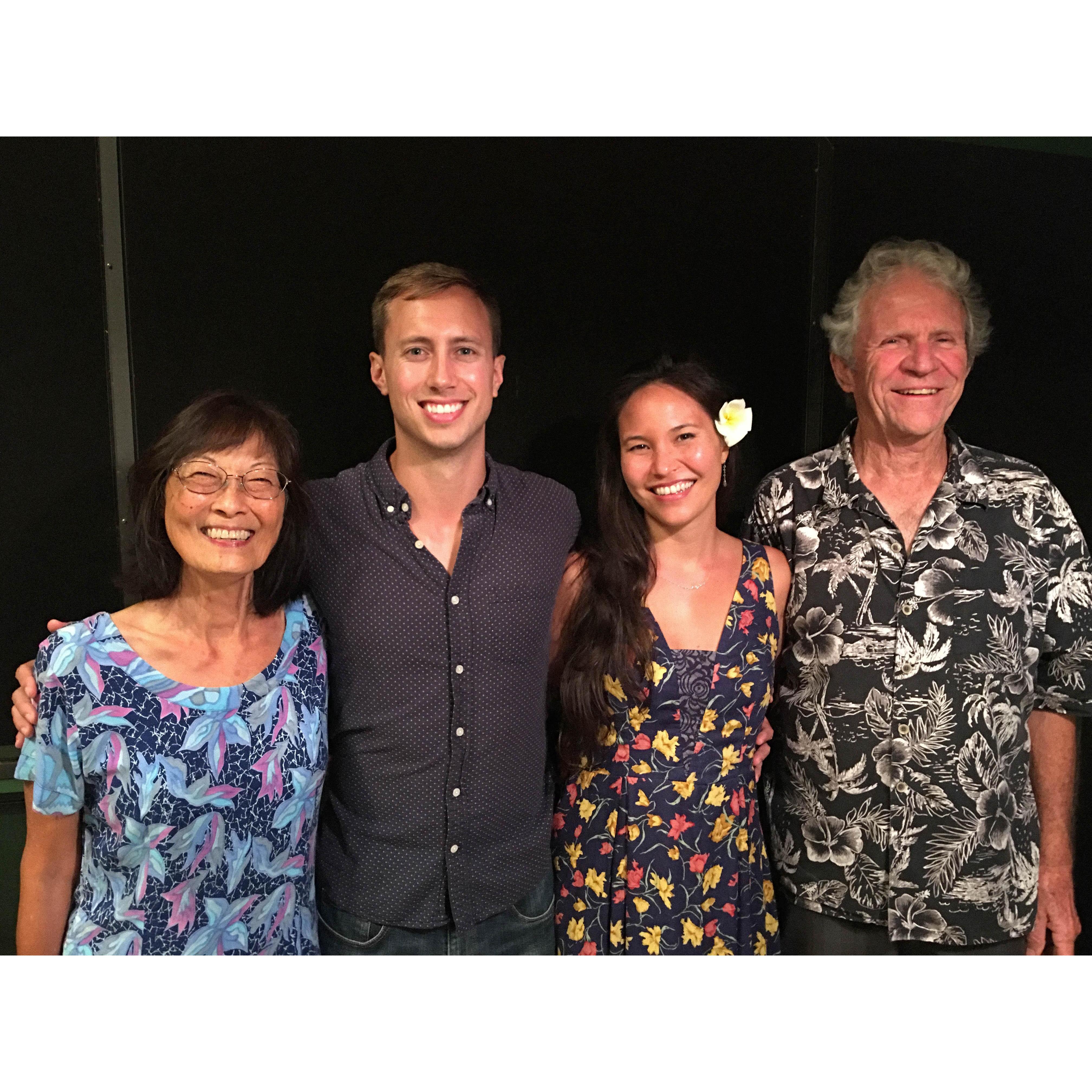 Kim's parents, Mike and Shirley Nichols, with the newly engaged couple.