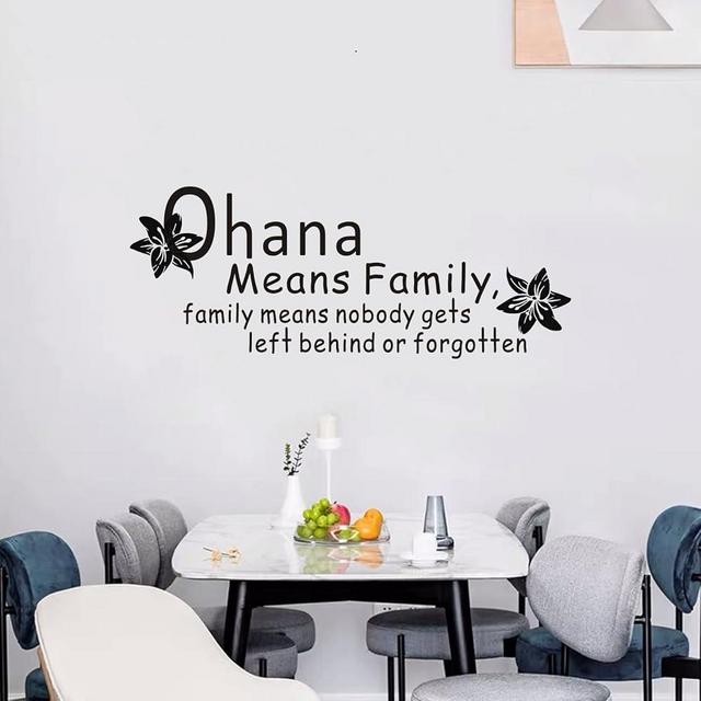 Wall Stickers, Wall Stickers Living Room, (Easy to Install), Wall Decor Decals Quotes for Bathroom Kitchen Bedroom, Disney Sayings Home Vinyl Art Family Decor Words Signs, Ohana Means Family 32"X12.5"
