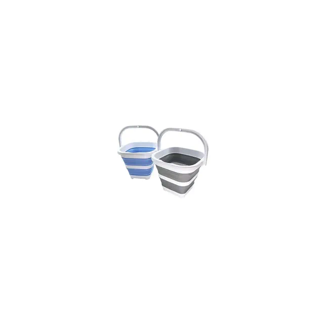 SAMMART 5L Set of 2 Collapsible Rectangular Cleaning Bucket, Grey + Baby Blue