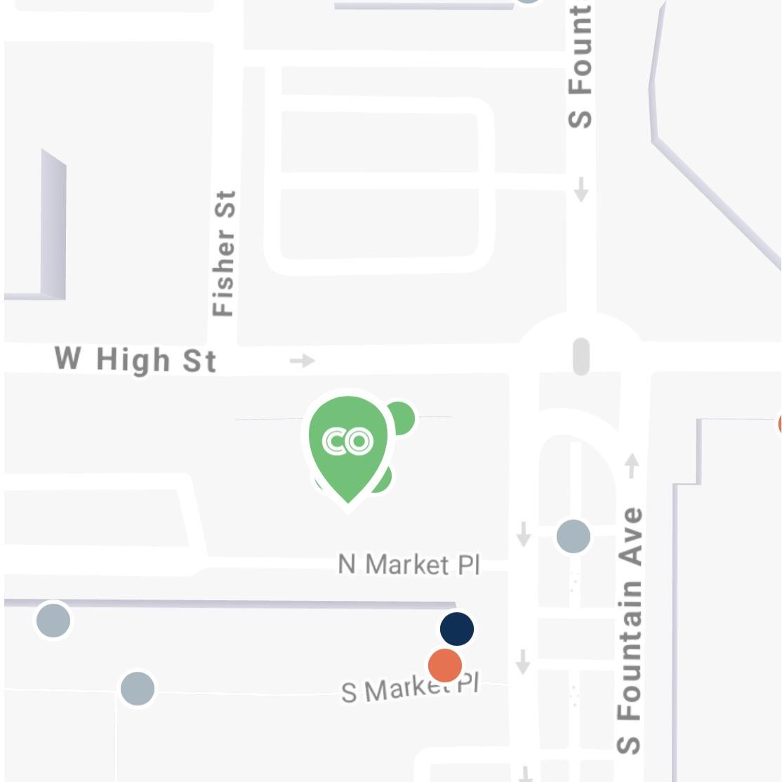 Ceremony: Parking is available in the lot located on the corner of W. High St and S. Fountain Ave. 
The CoHatch Alley is located across W. High St.

For Hotel Guests: Alley is across S. Fountain Ave.