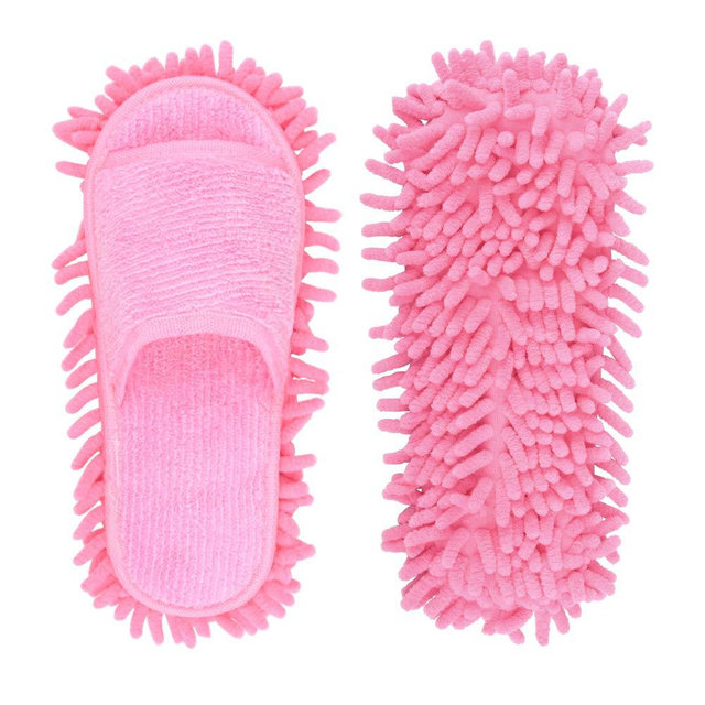 Microfiber Slippers Floor Cleaning Mop Men and Women House Dusting Slippers Floor Cleaning Tool (pink)