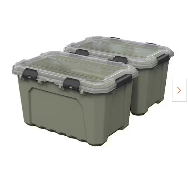 20 Gal. Professional Heavy Duty waterproof stackable container - Army Green 2 Pack