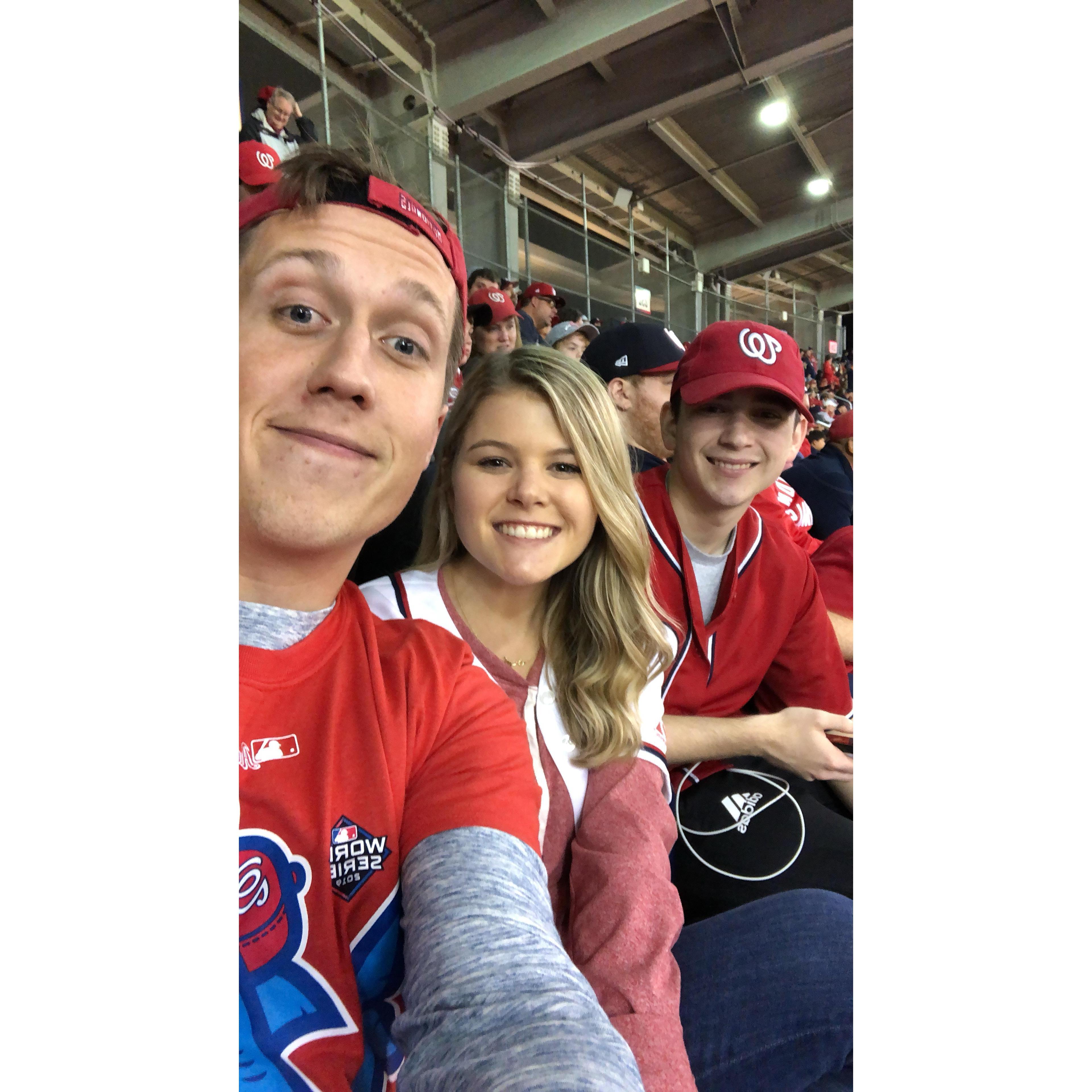 Us with Michael watching the Nationals in the World Series!