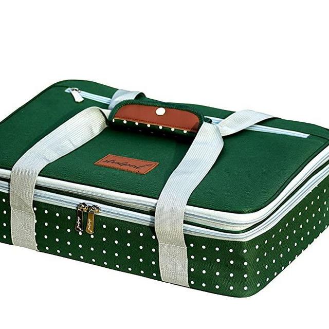 Insulated Casserole Carrier, Expandable Lasagna Lugger, Food Carrier for Hot or Cold Food Fits 9"x13" Baking Dish with Lid, Double Decker Thermal Casserole Caddy, Camping, Potluck Parties