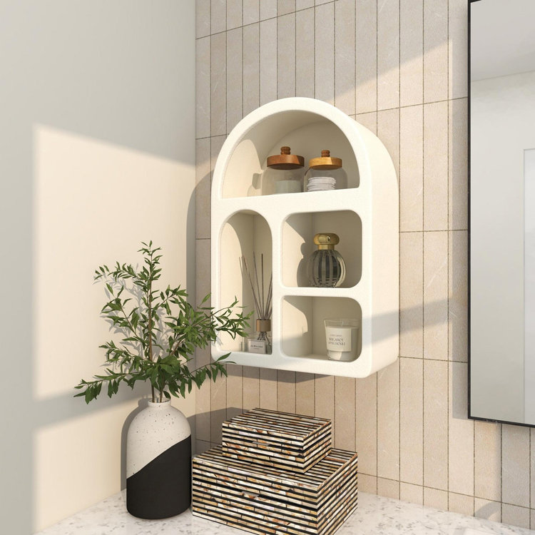 Tisbury Lane, Geometric Wooden Arched 4-Cubby Room Wall Shelf | Zola