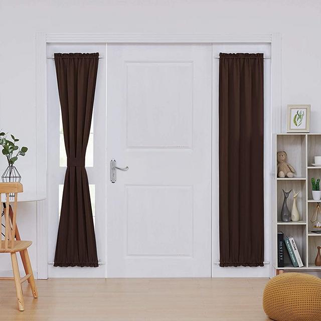 Deconovo Door Curtain Panels French Door Curtains Blackout Thermal Insulated Blacktout Curtains 25x72 Inch Chocolate 1 Panel