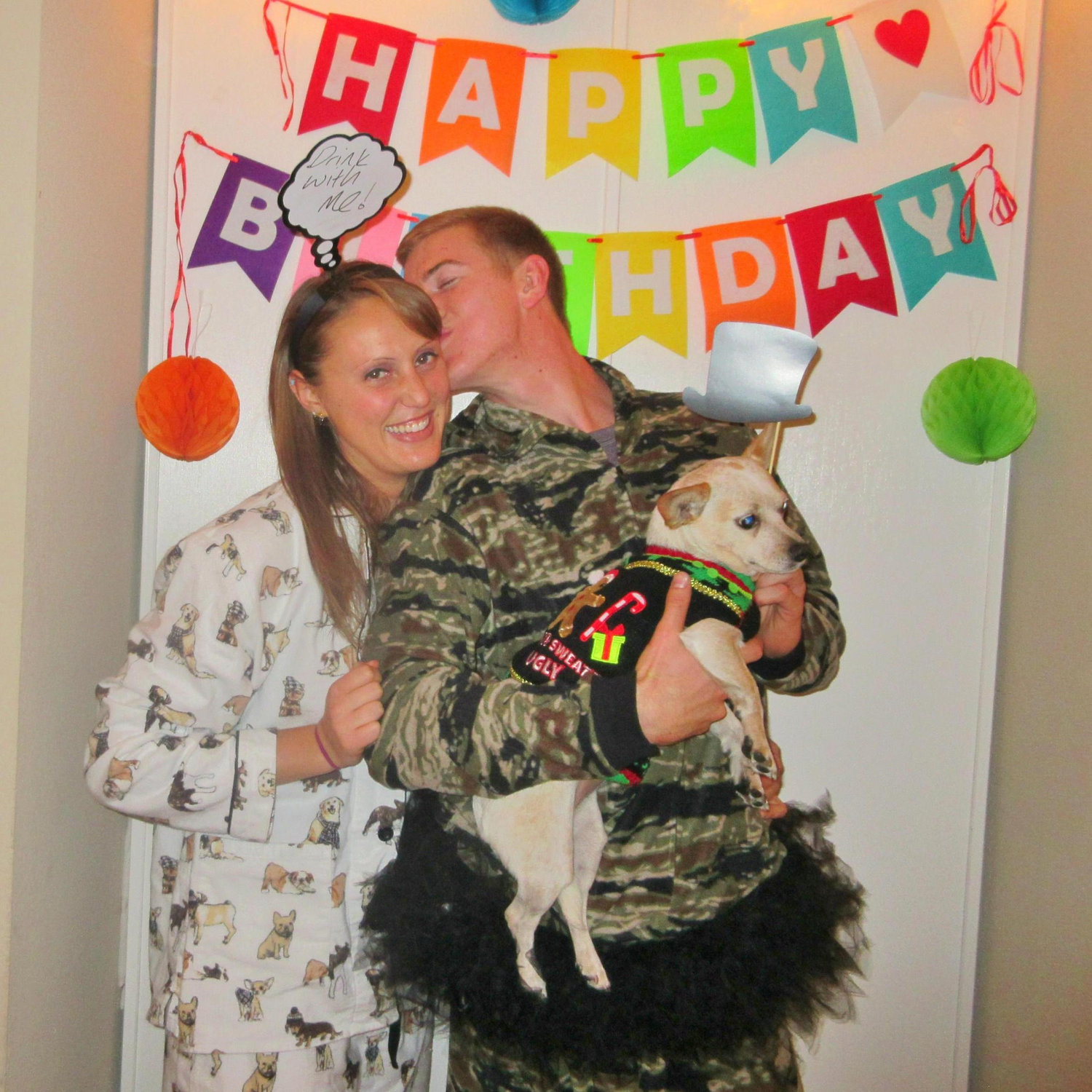 We celebrated my birthday with a pajama party - even Fanny got dressed up!