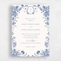 Blue Wedding Invitation - Hattaway Portrait